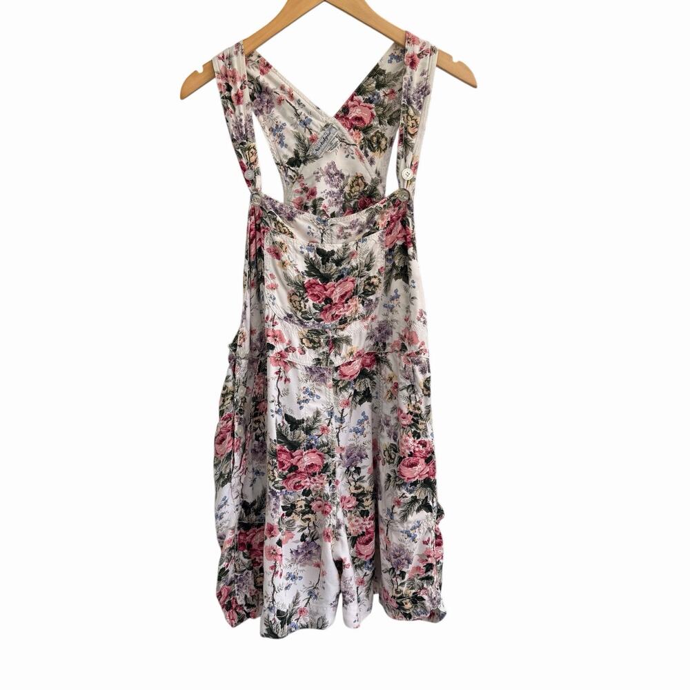 Vintage 90’s Floral Rayon Shortalls Overalls Size M